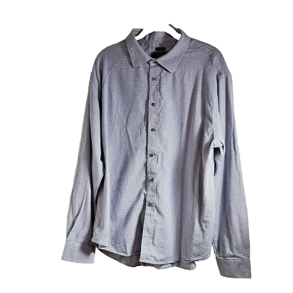 Jos A Bank Mens Long Sleeve Flannel Shirt Lilac Gray Wht Plaid Tailored Fit XXL